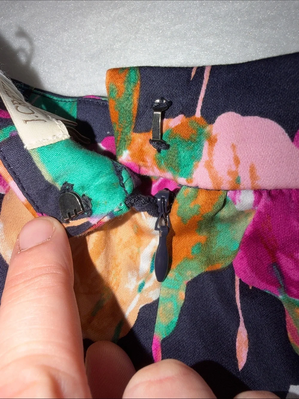 J. Crew Navy A-Line Skirt with Multicolor Floral Print